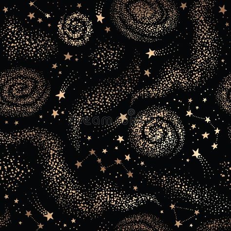 Seamless pattern with colorful planets and stars. Vector space seamless pattern #Sponsored , #affiliate, #AD, #pattern, #planets, #space, #colorful Stars Vector, Sensory Art, Star Illustration, Star Constellations, Iphone Pictures, Celestial Art, Black Seamless, Gold Background, Abstract Images