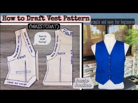 Diy Vest Pattern, Vest Pattern Sewing, Mens Vest Pattern, Gingerbread Outfit, Diy Vest, Basic Bodice Pattern, Basic Bodice, Waistcoat Pattern, Waistcoat Designs