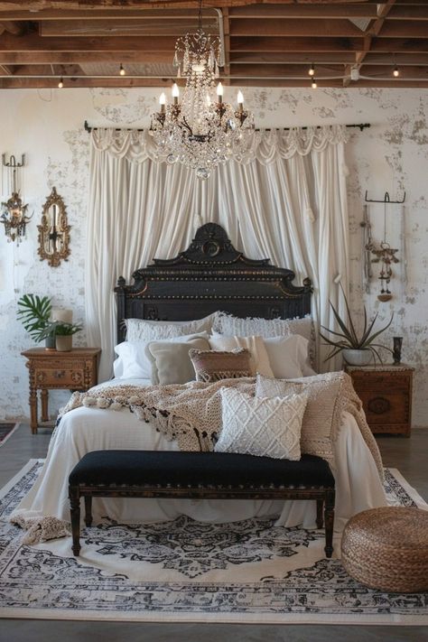 29 Luxury Boho Bedroom Ideas 3 Luxury Boho Bedroom, Boho Girls Bedroom, Opulent Bedroom, Luxury Boho, Boho Bedroom Design, Whimsical Nature, Boho Bedroom Ideas, Sanctuary Bedroom, Serene Bedroom