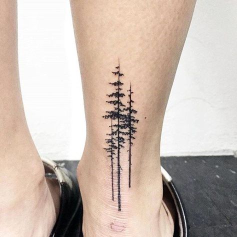 Calf Tree Tattoo Men, Simple Forest Tattoo Women, Snowflake Tattoo Men, Oliver Tattoo, Tiny Tree Tattoo, Tattoo Balance, Small Nature Tattoo, Tree Tattoo Ankle, Tree Tattoo Ideas