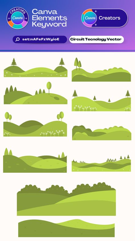 Canva Elements Keyword | Green Field Illustration | set:nAFeFzWyioE 879 #aestheticcanvakeryword #freecanvaideas Canva Keywords Elements, Field Illustration, Keyword Elements Canva, Graphic Shapes Design, Desain Buklet, Canva Elements Keyword, Canva Element Keyword, Twitter Backgrounds, Graphic Design Assets