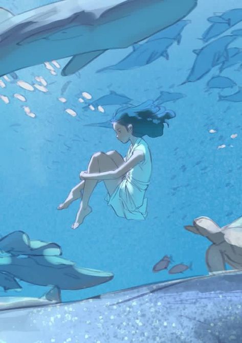 Underwater Drawing, Ocean Drawing, Ap Art, 판타지 아트, Dreamy Art, Aang, Ocean Art, Art Plastique, Pretty Art