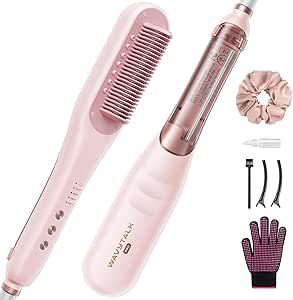 Wavytalk Pro Steam Hair Straightener Brush, 3 in 1 Straightening Brush with Steam, Brush and Straightener, Steam Features to Enhance Nourishing Styling Experiences and Expedite the Straightening, Pink Wavy Talk Straightening Brush, Wavytalk Straightener Brush, Tymo Hair Straightener Brush, Steam Straightener, Steam Hair, Brush Straightener, Steam Hair Straightener, Hair Straightening Brush, Hair Straightener Brush