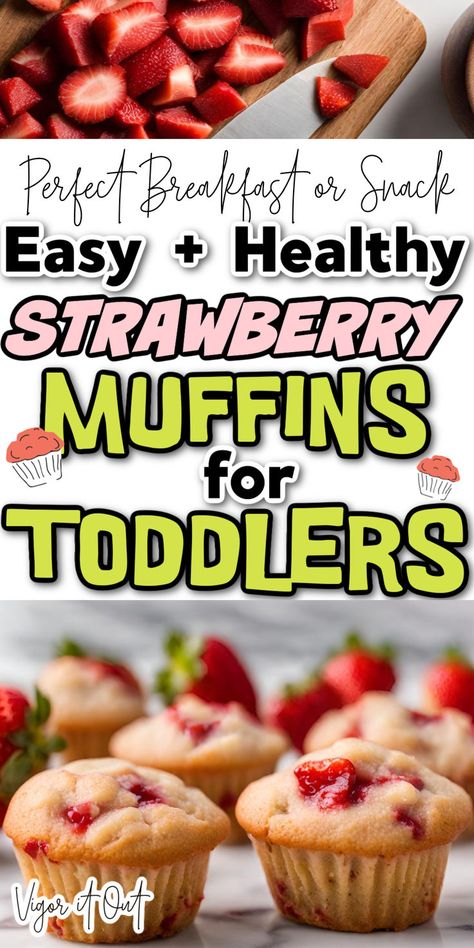 This is the best easy healthy strawberry toddler muffins around. Strawberry muffins for toddlers make a great snack or breakfast perfect for little hands to grab and feed themselves for baby-led weaning families. These kid friendly mini muffins are perfect food for kids! Healthy Strawberry Muffins, Strawberry Muffins Easy, Muffins For Toddlers, Strawberry Muffins Healthy, Toddler Muffins, Strawberry Snacks, Baby Muffins, Food For Kids, Healthy Toddler Snacks