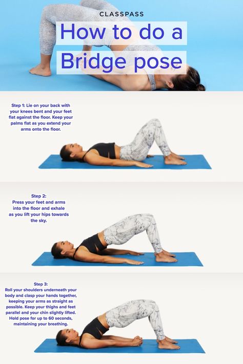 How to do a Bridge Pose How To Do A Bridge, Bridge Workout, Yoga Bolster, Camel Pose, Hip Flexors, Bridge Pose, Thigh Muscles, Kegel Exercise, Yoga Workouts