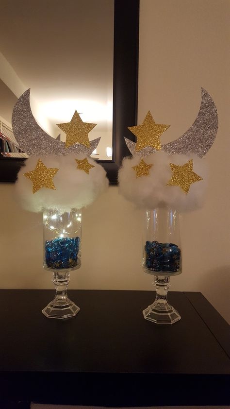 Creation by me Ely Ortiz Moon Stars Baby Shower, Star Centerpieces, Star Baby Shower Theme, Boy Baby Shower Centerpieces, Girl Shower Themes, Twinkle Twinkle Baby Shower, Moon Baby Shower, Baby Shower Decorations For Boys