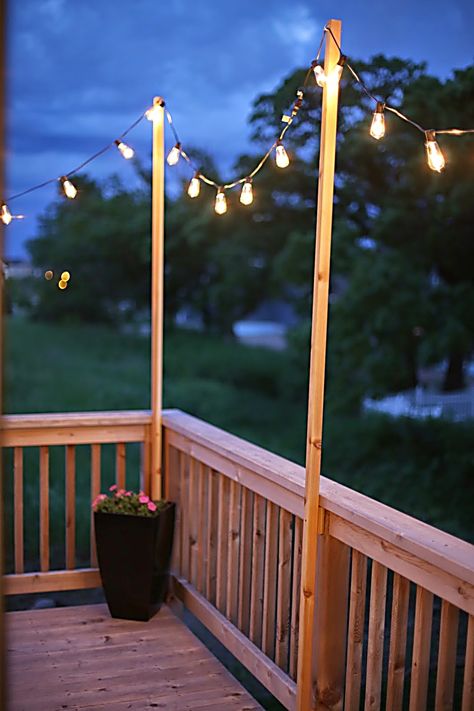 String Lights Outdoor - Ready for more awesome inspirations? - Click to visit for more. Do It IMMEDIATELY!! Porch String Lights, Deck String Lights, Patio Lighting Diy, Outside Lighting Ideas, Hanging Patio Lights, Outdoor Deck Lighting, Outdoor String Lights Patio, Diy String Lights, Patio String Lights