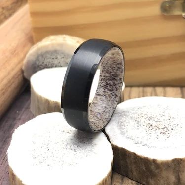 Hunters Wedding, Black Antlers, Antler Wedding Rings, Antler Wedding Band, Hunter Wedding, Antler Ring, Black Tungsten Rings, Tungsten Mens Rings, Black Wedding Rings