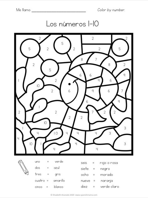 Grab these free printable worksheets for learning the numbers in Spanish with kids! You can download a matching sheet, color, cut and paste, and a color-by-number for the numbers 1-10 in Spanish. Spanish Numbers Worksheet, Spanish Words For Kids, Spanish Printables, Spanish Learning Activities, Spanish Numbers, Spanish Classroom Activities, Spanish Colors, Numbers Worksheet, Learning Spanish For Kids