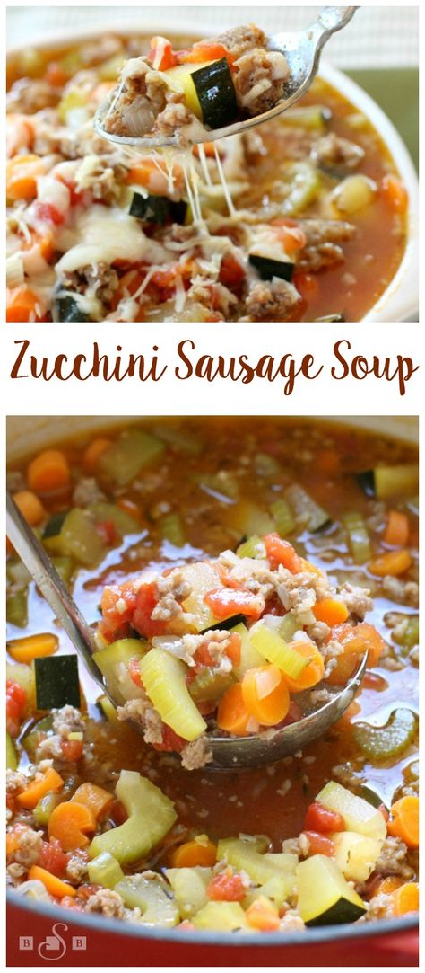 Keto Diet For Beginners Indian, Zucchini Sausage Soup, Zucchini Sausage, Easy Veggies, Beef Sausage Recipes, Recipe For Zucchini, Zucchini Soup Recipes, Warm Soup Recipes, Recipe Soup