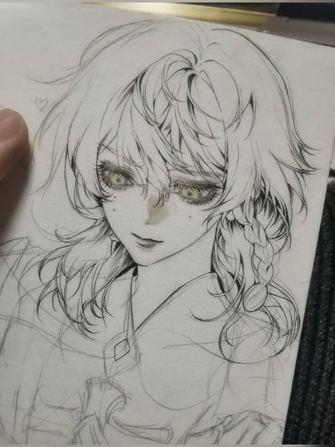 Drawing Inspiration Sketchbooks Pencil, Pencil Sketch Reference, Paper Sketch Drawings, Character Base Reference, Long Hair Styles Drawing, Black Hair Sketch, Manhwa Style Drawing, Draw Hair Anime, How To Draw Long Hair