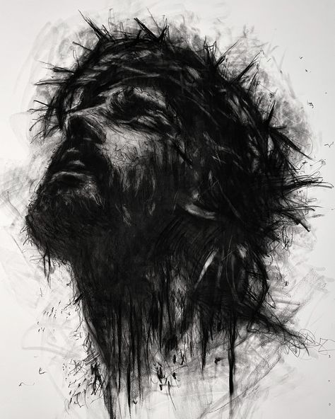 ‘the thorns that have pierced me‘ measures 30 x 44 inches (76.2 x 111.76 cm) on BFK Rives from @legionpaper own this piece madcharcoalshop.com Mad Charcoal, Charcoal Artwork, Emotional Moments, Jesus Drawings, Art Charcoal, Charcoal Drawings, Charcoal Sketch, Charcoal Art, Bleach Art