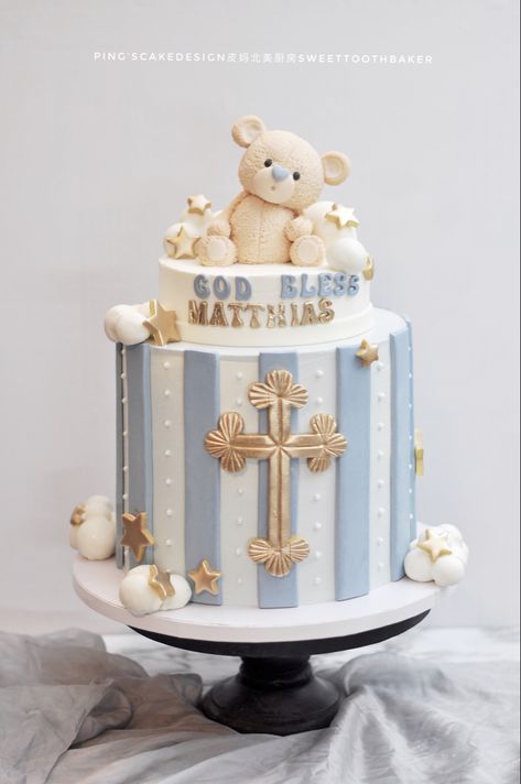 Baby Boy Baptism Cake Ideas, Boy Baptism Cake Ideas, Cake Baptism Boy, Boys Christening Cake, Baptism Cakes For Boys, Baptismal Cake Boy One Layer, Baptismal Cake Boy, Baptism Cake For Boy, Baptism Boy Cake