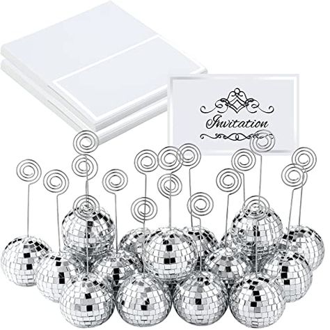 Disco Ball Table, Table Number Stands, Metal Card Holder, Candy Buffet Tables, Disco Funk, Photo Stand, Table Name Cards, Table Number Holders, Menu Wedding