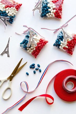 Red White And Blue Decorations, Jordan Ferney, French Themed Parties, Best Baby Shower Favors, Diy Jelly, Blue Decorations, French Party, Parisian Party, Paris Birthday Parties