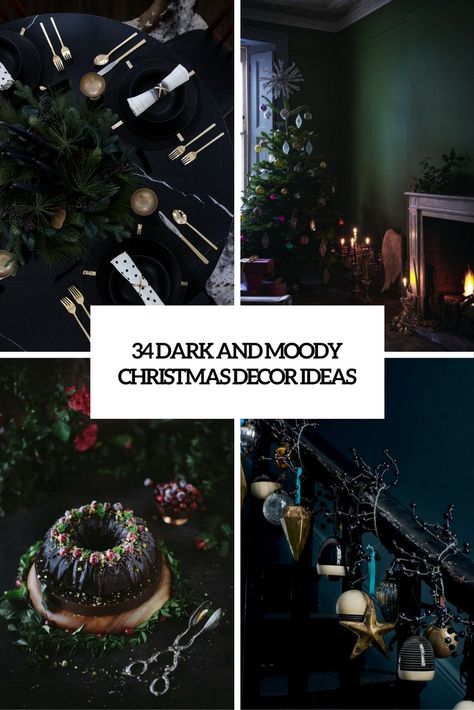 Nontraditional Christmas Decor, Gothic Christmas Decorations, Gothic Xmas, Yule Ideas, Dark Academia Christmas, Moody Christmas, Black Christmas Decorations, Pagan Christmas, Christmas Tree Inspo