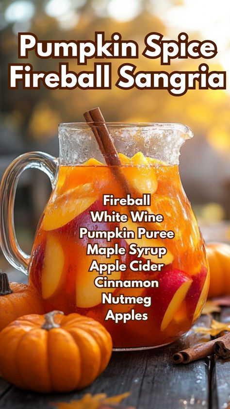 Autumn Alcoholic Drinks, Fireball Sangria, Fireball Drinks Recipes, Fall Drinks Alcohol, Fireball Drinks, Apple Sangria, Drink Recipies, Cider Sangria, Apple Cider Sangria