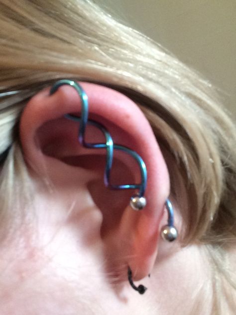 My spiral industrial Industrial Jewelry, Body Mods, Tattoos And Piercings, Piercings, Tattoos