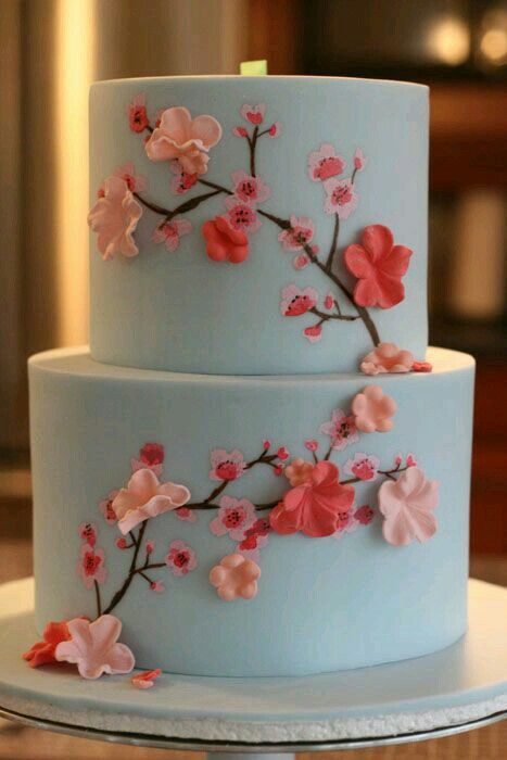 Cherry Blossom Party, Cherry Blossom Cake, Dessert Design, Tiered Cake, Beautiful Birthday Cakes, Pretty Birthday Cakes, Dessert Bar, Floral Cake, Fancy Cakes