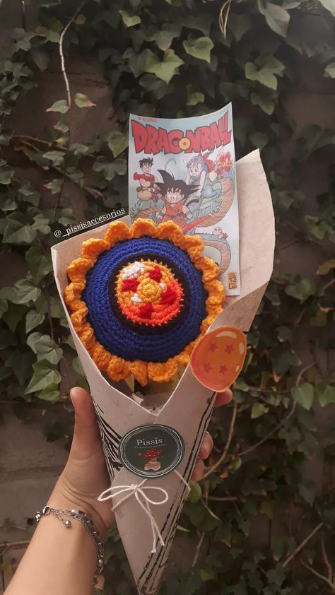 Dragon ball sunflower crochet Dragon Ball Crochet, Florkofcows Icons, Bouquet Flores, Ball Crochet, Sunflower Crochet, Flowers Crochet, Crochet Dragon, Crochet Coasters, Big Bang