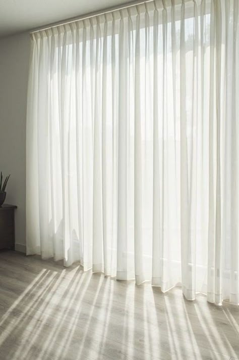 Let the sunlight and nature enter your room, soothing atmosphere, contemporary look and luxury feel as well as window decor by these sheer curtains.  Soft and smooth, light weight, high quality translucent fabric looks beautiful and charming. Chain weight in the bottom fold run through out the width to make the curtain stable as well as free flow. Can be used as a sheer effect to the window or behind the main curtains for a Royale look.   The curtains are made from wider width fabric (100% Polyester Voile) and there's no seams whatever the ready curtain width will be. PLEASE NOTE: ANY WIDTH TILL 108 INCHES LENGTH THERE ARE NO SEAMS. FOR EXTRA WIDE CURTAINS LIKE 228 WIDE TO ANY WIDTH AND  FROM 109 INCHES LENGTH TO ANY LENGTH, THERE ARE SEAMS TO MAKE THE WIDER WIDTH CURTAINS BECAUSE OF FABRI Oasis Decor, Sheers Curtains Living Room, Ivory Drapes, Armani Casa, Interiors Bedroom, Plain Curtains, Long Curtains, Dekorasi Kamar Tidur, Scandinavian Interiors