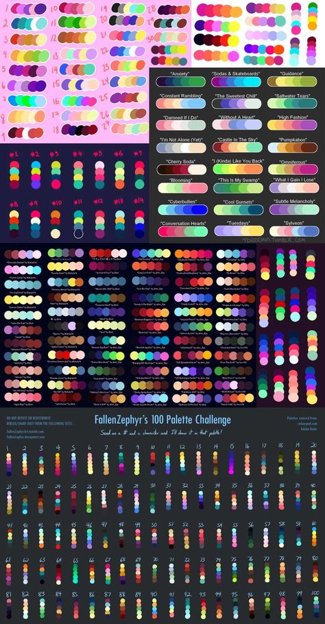 Kidcore Pallete, Rozzers Color Scheme Challenge, Bead Colour Combinations, Random Color Palette Generator, Dinosaur Color Palette, Palettes Color, Color Theory Art, Color Tips, Drawing Ideas List