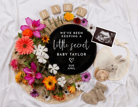 Spring Pregnancy Announcement Digital Baby Announcement Gender Neutral Social Media Facebook Baby Reveal Pregnancy Announcements, Spring Pregnancy Announcement, Digital Baby Announcement, Baby Number 2, Digital Pregnancy Announcement, Spring Maternity, Western Babies, Girl Rainbow, Baby Reveal