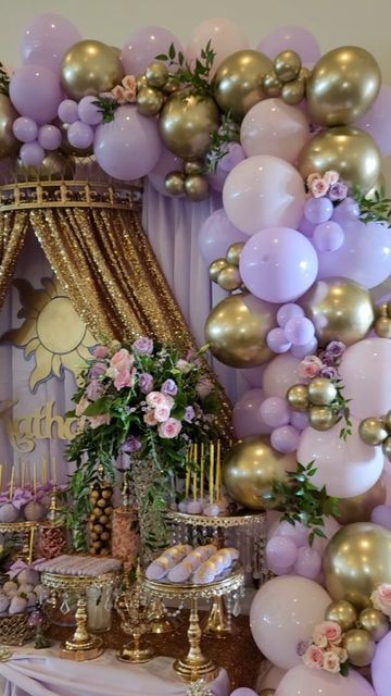 Princess 15 Birthday Party, Rapunzel Theme Quinceanera Decorations, Tangled Quinceanera Theme Cake, Princess Ball Party Ideas, Rapunzel Sweet 16 Theme, Disney Princess Quinceanera Theme, Rupanzel Theme Quince, Tangled Themed Sweet 16 Decorations, Tangled Sweet Sixteen