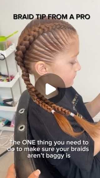 Claire Kent - Claire’s Braid Bar on Instagram: "How to make sure you don’t get baggy Dutch Braids. Hope you find this tip helpful 🩷 SAVE so you can access in your own time 🩷 For more tips and hair hacks check out our in depth ONLINE BRAID TUTORIALS teaching EVERYTHING you need to know to be able to French, Dutch and Fishtail Braid at www.clairesbraidbar.com/online-tutorial With thanks to my lovely model Leia 🧡 . .  #schoolhairstyles #trenzastyle #schoolhair #dutchbraids #dutchbraid #braidtutorial #tranças #hairhack #hairstylesforgirls #peinados #hairtutorial #hairreels #easyhairstyles #hairvideo #girlshairstyles #nagô #braidsforgirls #braidsofinstagram #hairideas #hairtutorial #hairtutorials #braidstyles #braidedhairstyles #penteados #peinadosparaniñas #trenza" Braided Hairstyles For Gymnastics, French Braid Tips And Tricks, How To Make A Bun With Braids, French Braid Tutorial On Yourself, French Braid Hairstyles For Kids, Unique Braid Tutorial, Dutch Braid Tutorial Step By Step, Plaits Hairstyles Tutorial, How To French Braid Step By Step