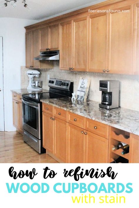 Refinish Wood Cabinets, Stain Kitchen Cabinets, Stained Wood Kitchen Cabinets, Restaining Kitchen Cabinets, Refinishing Kitchen Cabinets, Kitchen Cabinets Fronts, Redo Kitchen Cabinets, Cherry Wood Cabinets, Stained Kitchen Cabinets