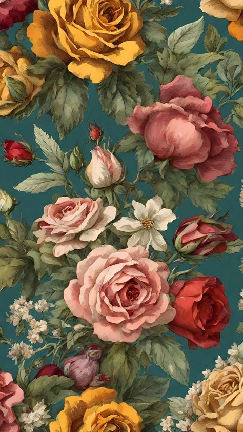 Antique Wallpaper Vintage Victorian, Victorian Floral Pattern, Style Phone Wallpaper, Vintage Floral Illustration, Vintage Floral Wallpaper, Vintage Floral Art, Vintage Floral Backgrounds, Vintage Floral Wallpapers, Vintage Flowers Wallpaper