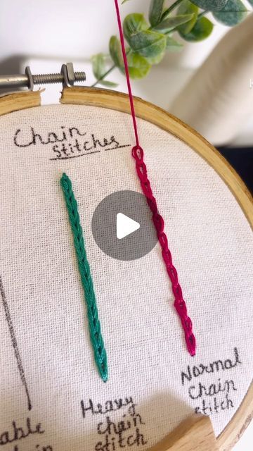 Knots and Threads on Instagram: "Chain stitch tutorial 🫶🏻

Chain stitch is the traditional stitch used to create vivid roping effect. It uses one continuous thread that loops back on itself.

[ embroidery. Handembroidery. Chain stitch. Handmade. Embroidery art. Embroidered. Embroiderytips. Trending. Reel. Reels. Reelinstagram. Reelitfeelit]" Chain Stitch Variations Embroidery, Chain Stitch Tutorial, Embroidery Chain Stitch, Chain Stitch Embroidery, Stitch Tutorial, Chain Loop, Heavy Chain, Handmade Embroidery, Double Chain