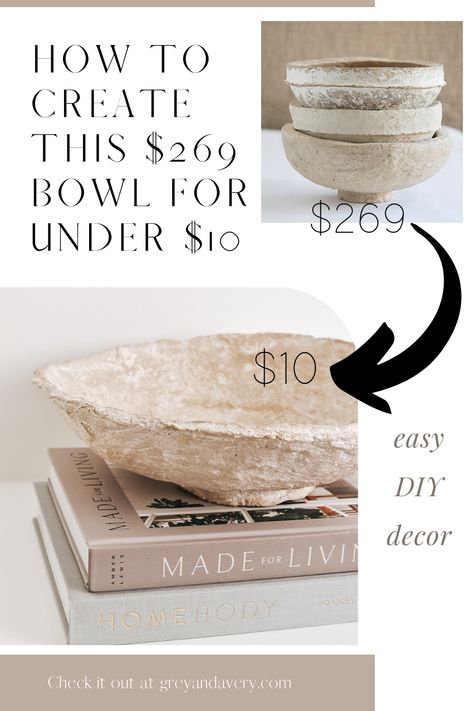 Diy Plaster Bowl, How To Style A Decorative Bowl, Diy Textured Coffee Table, Plaster Bowls Diy, How To Style Decorative Bowls, Plaster Of Paris Home Decor Diy, Diy Decorative Bowl, Cement Bowls Diy, Homemade Decorations For Home