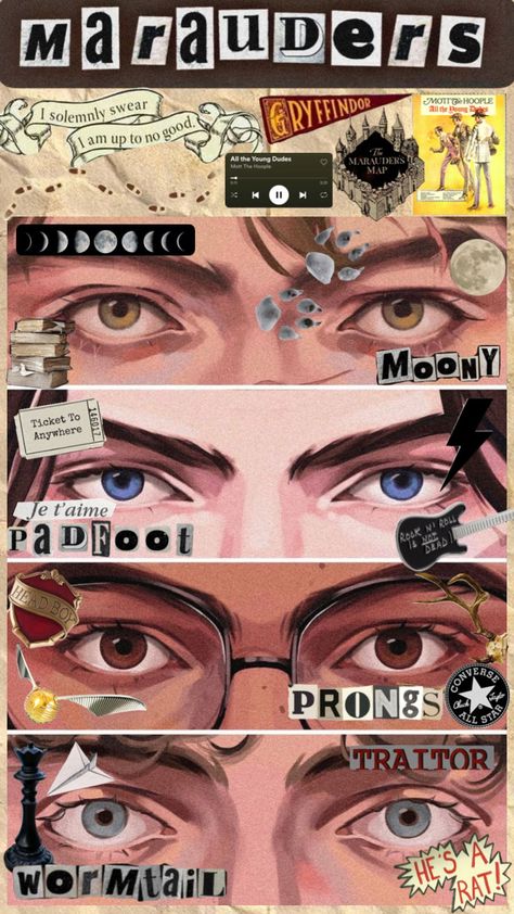 #marauders #harrypotter #jamespotter #prongs #siriusblack #padfoot #remuslupin #moony #peterpettigrew #wormtail Mott The Hoople, Marauders Fan Art, Peter Pettigrew, Gay Harry Potter, All The Young Dudes, Harry Potter Fanfiction, Harry Potter Wallpaper, Harry Potter Marauders, Remus Lupin