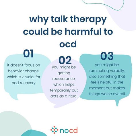 NOCD - online therapy and free app on Instagram: "Usually, when we post this, someone chimes in and says that talk therapy was helpful for them. That's great! There are exceptions to any/every rule. ⁠ ⁠ But...⁠ ⁠ By and large...⁠ ⁠ Regardless of the exceptions...⁠ ⁠ We see talk therapy being not helpful to OCD, if not outright harmful, detrimental, and counterproductive to the OCD recovery journey. ⁠ ⁠ We advocate for this and educate people about the potential risks of talk therapy for OCD be Ocd Therapy, Mental Health Counseling, Talk Therapy, Online Therapy, Behavior Change, Health Research, Self Compassion, Free App, Mental Health Awareness