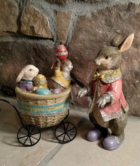 Easter Figurine, Bunny Egg, Bunny Basket, Easter Inspiration, Rabbit Figurine, Rabbit Baby, Blue Coat, Easter Bunny Rabbit, Baby Bunny