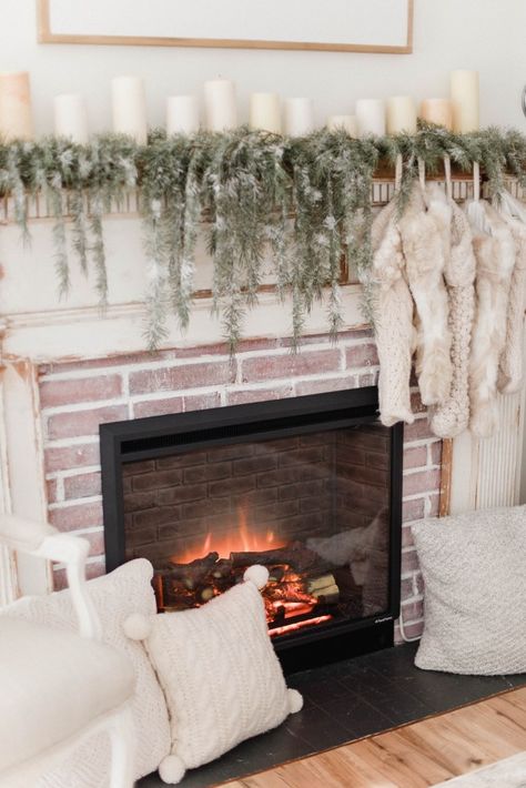 Salons Cottage, Real Fireplace, Electric Fireplace Mantle, Best Electric Fireplace, Easy Home Improvement Projects, Lauren Mcbride, Cottage Living Room, Christmas Cottage, Cottage Living Rooms