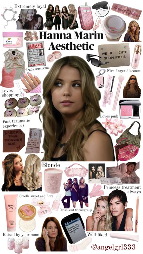 Mood board for pretty little liars character, Hanna Marin Hanna Marin Aesthetic, Hanna Pll, Pretty Little Liars Hanna, Pretty Little Liars Outfits, Hanna Marin, Aesthetic Pretty, Cold Case, School Motivation, Pretty Little Liars