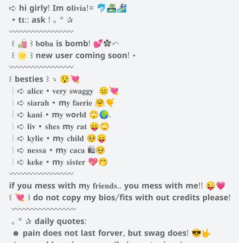 Aesthetic Roblox Bio Ideas, Preppy Bios For Zepeto, Roblox Group Description Ideas, Good Roblox Bios, Roblox Bios Aesthetic, Matching Users For Besties, Bios For Zepeto, Zepeto Username Ideas, Roblox Bio Ideas Aesthetic