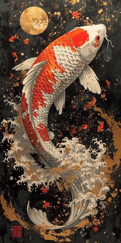 Yakuza Wallpaper Iphone, Arowana Fish Wallpaper, Japan Bento, Koi Wallpaper, Luck Symbols, Koi Tattoo Design, Japanese Pop Art, Colourful Wallpaper Iphone, Good Luck Symbols