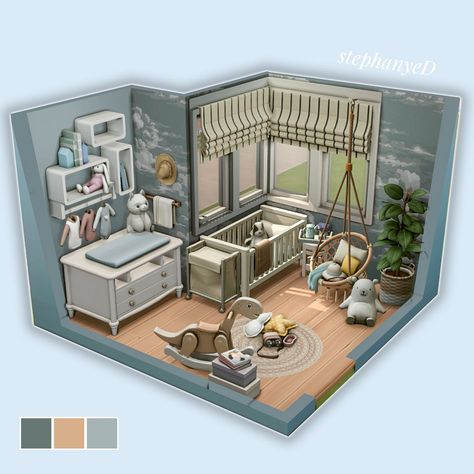 Room Ideas For Sims 4, Sims 4 Houses Rooms, Sims 4 Vintage Bedroom, Sims 4 Nursery Ideas Base Game, Sims 4 House Decoration, Sims 4 Design Ideas, Sims 4 Room Designs, Sims 4 Nursery No Cc, Sims 4 Cc Space Decor