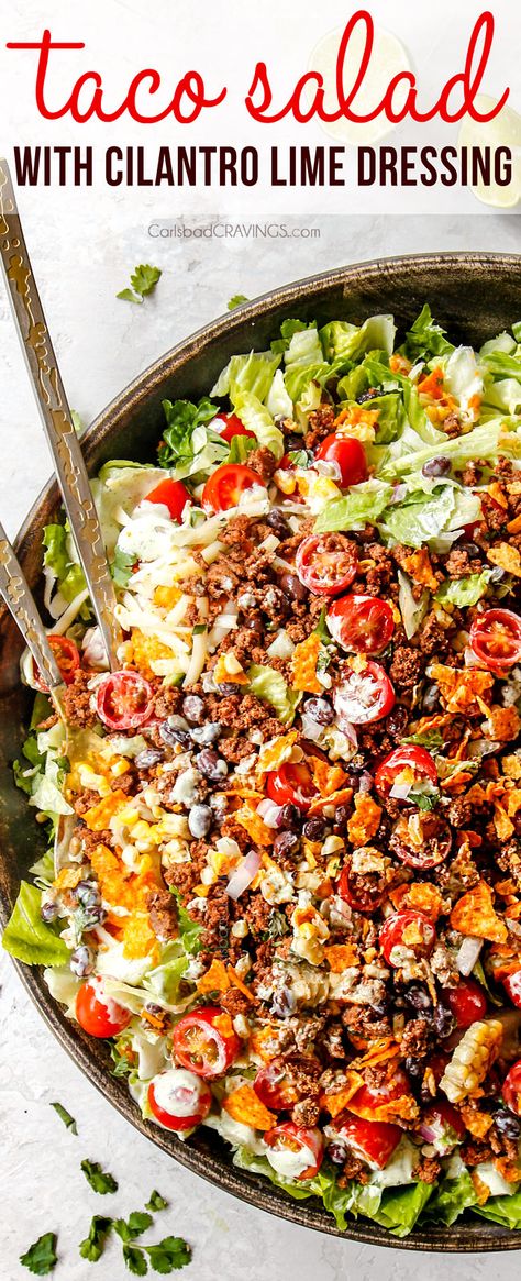 Big Salads For Dinner, Best Taco Salad Recipe, The Best Taco Salad Recipe, Reunion Recipes, Best Taco Salad, Easy Taco Salad Recipe, Taco Salad Dressing, 2024 Meals, Turkey Taco Salad