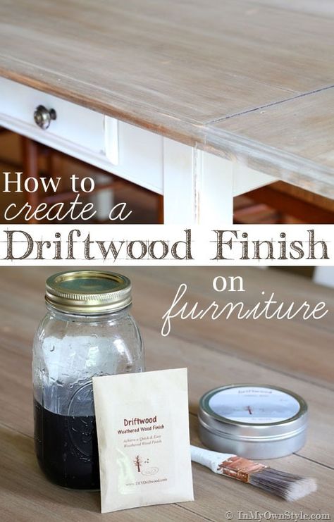 How-to-create-a-weathered-driftwood-finish-on-wood-furniture Driftwood Furniture Finish, Driftwood Furniture, Driftwood Finish, Diy Dining Table, Diy Dining, Chair Makeover, Diy Holz, Drift Wood, Furniture Finishes