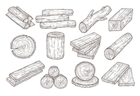 How To Draw Wood, Log Drawing, Texture Sketch, Timber Logs, Wood Trunk, Texture Drawing, Wood Logs, Vintage Tree, Timber Wood