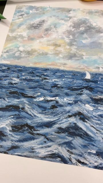 Sea Pastel Drawing, Ocean Pastel, Oil Pastel Art Ocean, Ocean Pastel Drawing, Oil Pastel Art Sea, Oil Pastel Ocean Drawings, Oil Pastel Ocean, Oil Pastel Art Underwater, Pastel Ocean Art