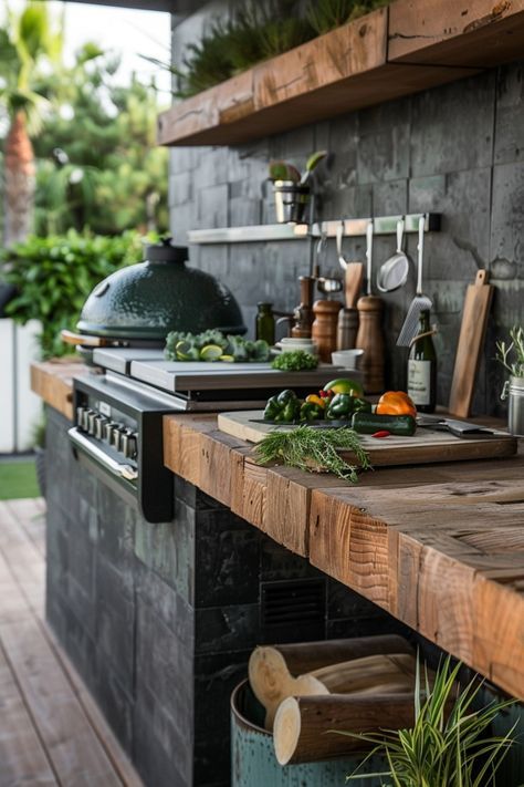 Outdoor Modern Kitchen Design, Outdoor Kitchen On Deck, Garden Kitchen Outdoor, Outside Kitchen Ideas, Small Outdoor Kitchen Design, Luxury Outdoor Kitchen, Outside Kitchen, Modern Outdoor Kitchen, Outdoor Kitchen Plans