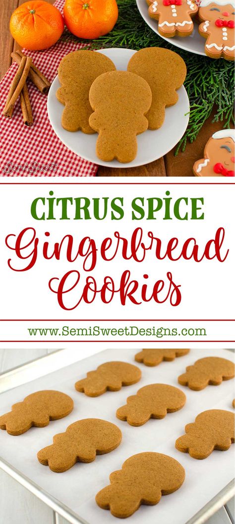 Citrus Spice Gingerbread Cookie Recipe Semi Sweet Designs Cookies, Citrus Shortbread Cookies, Orange Gingerbread Cookies, Rollout Cookie Recipe, Sugar Cookie Flavors, Gingerbread Treats, Stamped Cookies, Semi Sweet Designs, Specialty Cookies