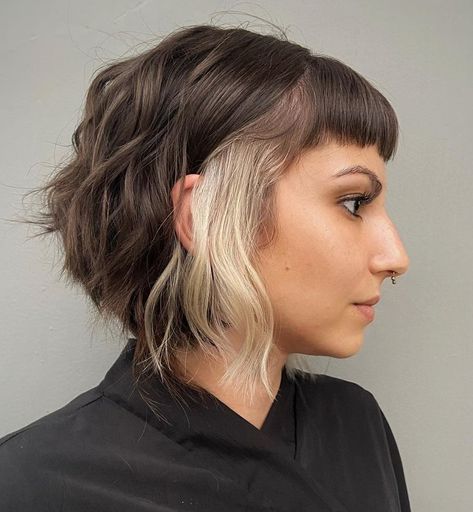 Short Brown Hair With Highlights, Peekaboo Highlights, Hair With Highlights, Short Brown Hair, Brown Hair With Highlights, Short Bob, Brown Hair, Short Hair, Highlights