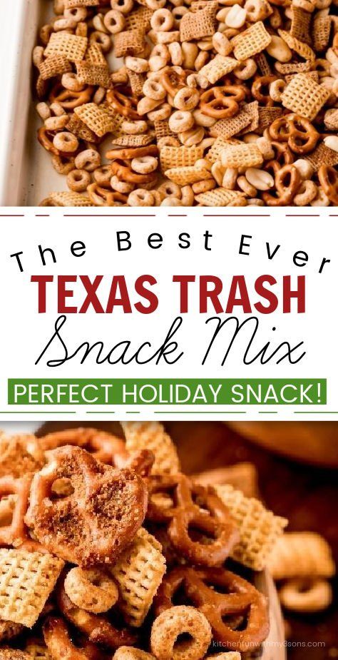 Would you like to have a simple and easy snack to grab on the go or to make for your kids to eat when your making dinner or a snack to add to their lunch box? Then, this Texas Trash recipe will be a go-to for you! This is the perfect snack to enjoy as a party dish or just to eat throughout the day. Best Trash Recipe, Texas Trash Chex Mix Recipes Crock Pot, Chex Mic Trash, Chec Mix Recipe Original, Texas Trash Recipe Spicy, Trash Food Recipe, Tijuana Trash Recipe, Easy Snacks For Thanksgiving, How To Make Trash Snack