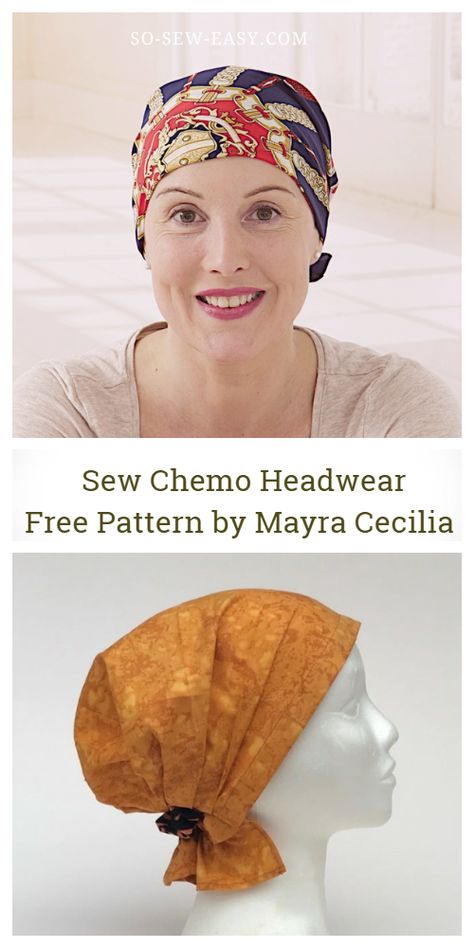 DIY Fabric Chemo Headwear Free Sewing Pattern and Tutorial Chemo Caps Pattern, Fabric Art Diy, Scrub Hat Patterns, Scrub Caps Pattern, Chemo Scarves, Sewing Hats, Hat Patterns Free, Chemo Headwear, Hat Patterns To Sew